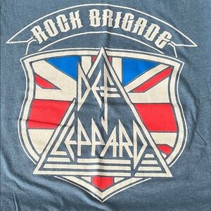 Def Leppard Rock Brigade Graphic TShirt Blue Estimated Size Small